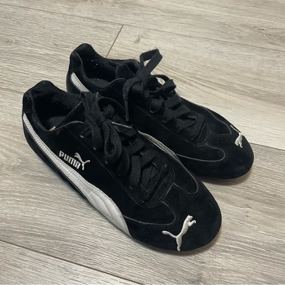 Puma Women's Black and White Speedcat Suede Sneakers